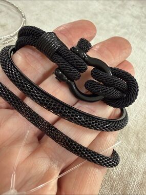 Black Rope Knot & Mesh Bracelet Set 3 PCS BRAND NAME BRAND NEW